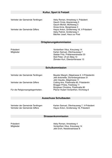 Gemeindekommissionen 2006 - 2011 - Gemeinde Tentlingen