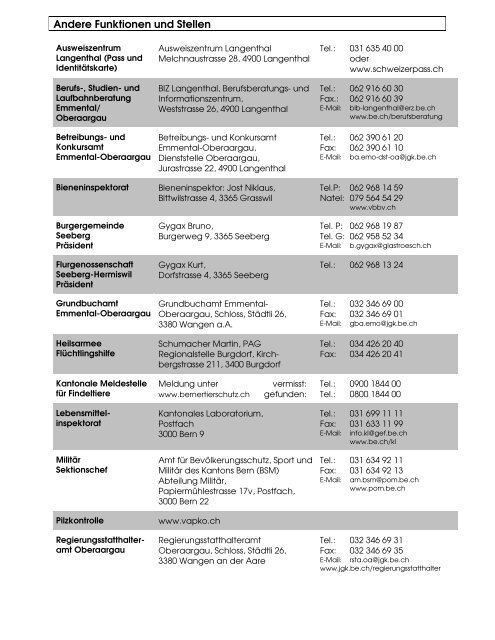 Telefon- und Adressverzeichnis - Seeberg