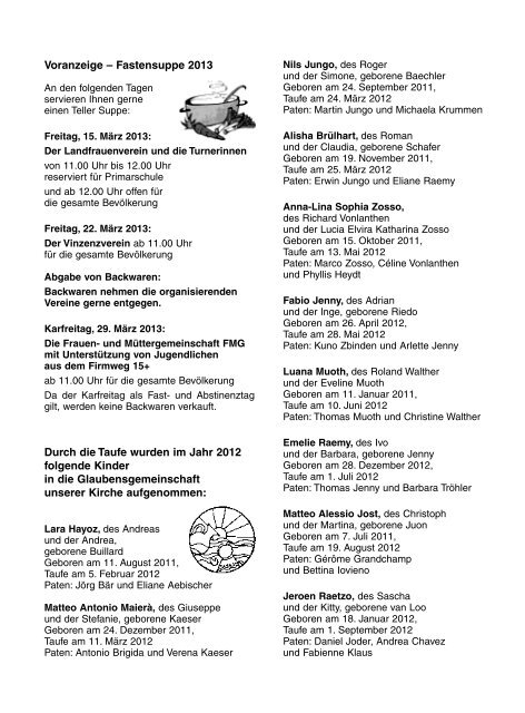 Pfarrblatt Nr. 02 - Pfarrei Schmitten