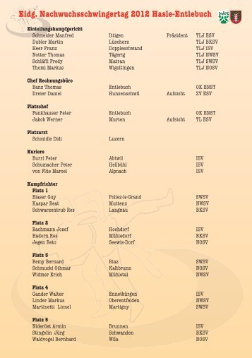 ENST 2012 Schwingerliste - Schlussgang