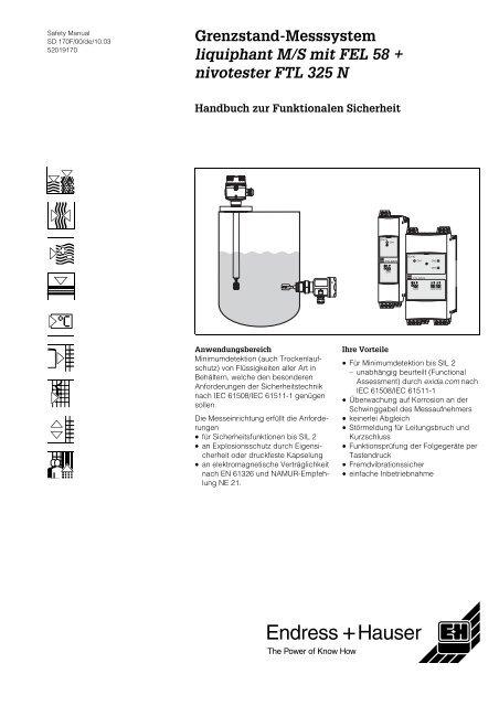 Liquiphant M/S, FEL 58 + Nivotester FTL 325 N - Endress+Hauser