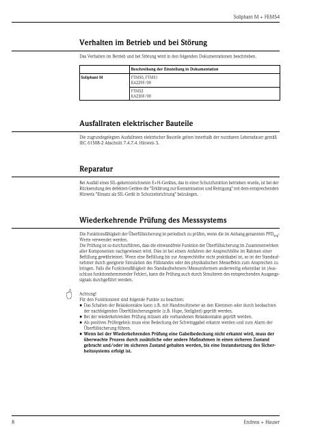 Soliphant M + FEM54 - Endress+Hauser: przep