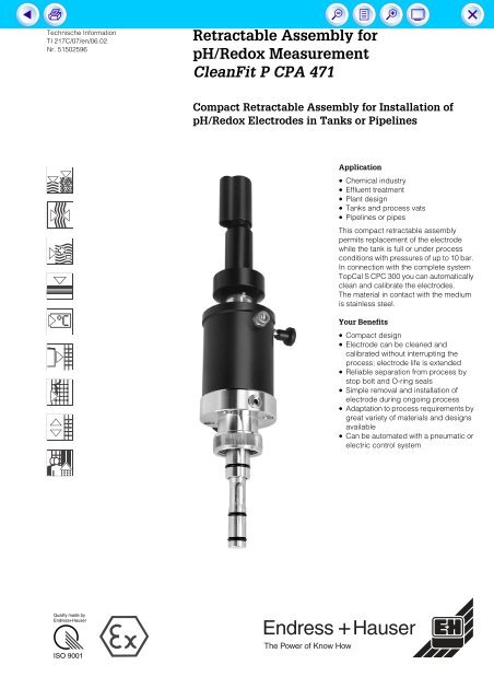 Retractable Assembly for pH/Redox Measurement CleanFit P CPA