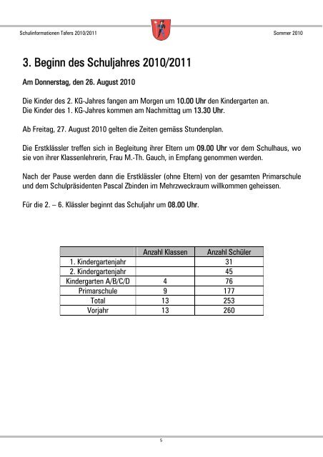 Schulinformationen Tafers 2010/2011 - primarschule tafers