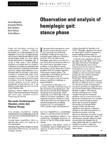 Observation and analysis of hemiplegic gait: stance phase