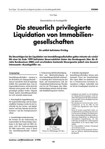 Die steuerlich privilegierte Liquidation von Immobilien ... - Transliq AG