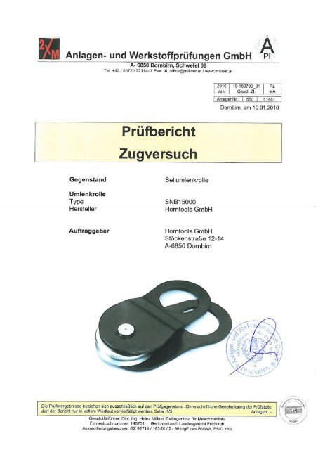 SNB15000 Bruchlast Test - horntools GmbH