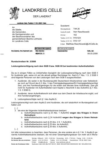 Leistungsberechtigung nach dem SGB II bzw. SGB ... - Landkreis Celle