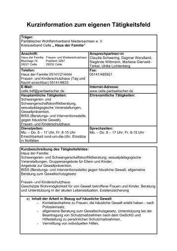 14. Kurzinformation zum eigenen Tätigkeitsfeld ... - Landkreis Celle