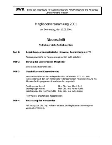 Mitgliederversammlung 2001 - BWK Hessen Rheinland-Pfalz ...