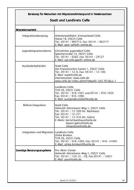 20111012 MIGRATIONSBERATUNGSATLAS Stand 01.10.2011