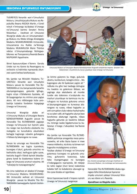 umuvunyi magazine special ukuboza 2011 - Office of the Ombudsman