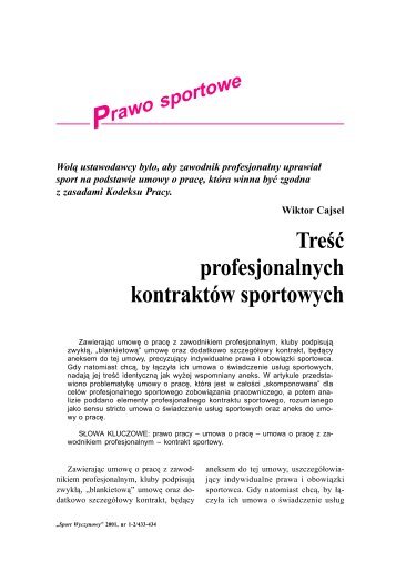 Treść profesjonalnych kontraktów sportowych