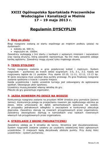 Regulamin DYSCYPLIN w PDF - XXIII Spartakiada Mielno 2013