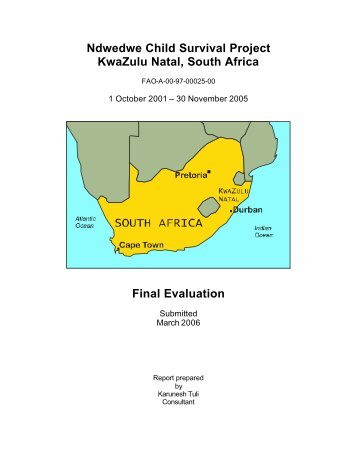 Ndwedwe Child Survival Project KwaZulu Natal, South Africa Final ...
