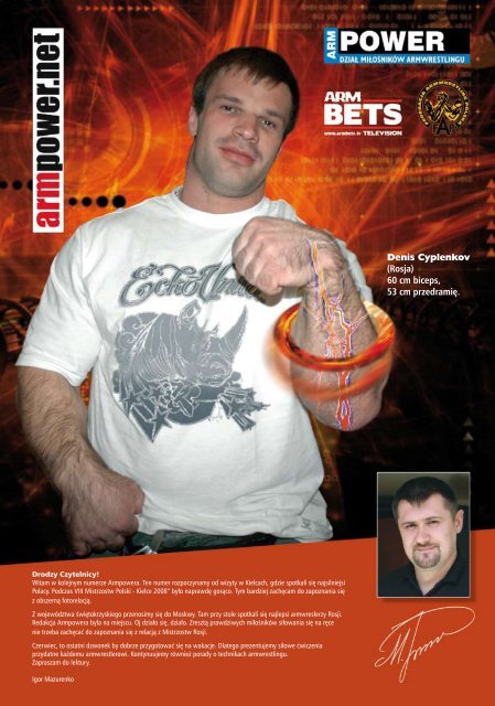 Denis Cyplenkov (Rosja) 60 cm biceps, 53 cm przedramię.