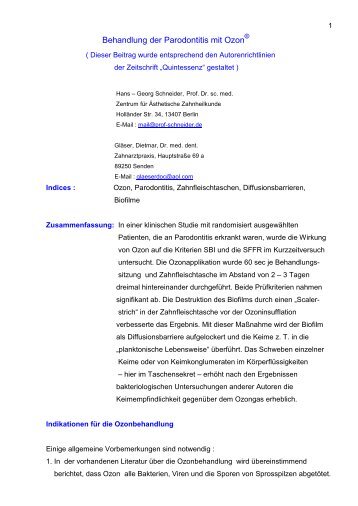 Ozonbehandlung in der Zahnmedizin - Prof. Dr. sc. med Hans ...