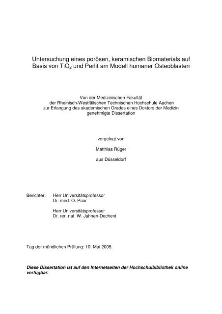 Untersuchung Eines Porosen Keramischen Biomaterials Auf Basis