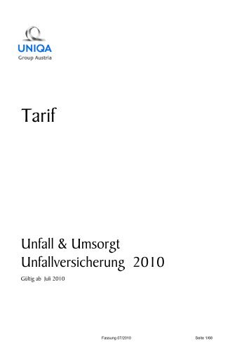 Tarif Unfallversicherung 2010 - login