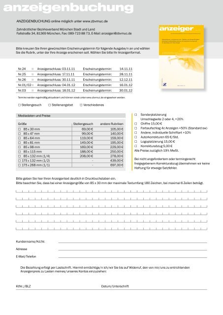 Zahnärztlicher Anzeiger Nr. 24 vom 14. November 2011