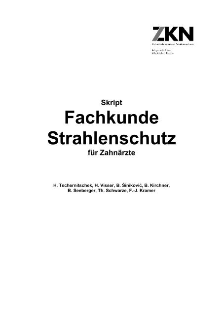 Fachkunde Strahlenschutz - Zahnärztekammer Niedersachsen