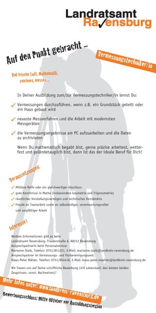 Flyer Vermessungstechniker/in - im Landkreis Ravensburg