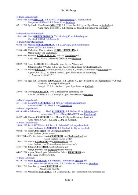 Eheschließungen in Schömberg (CW) - Familienforschung.heimat ...