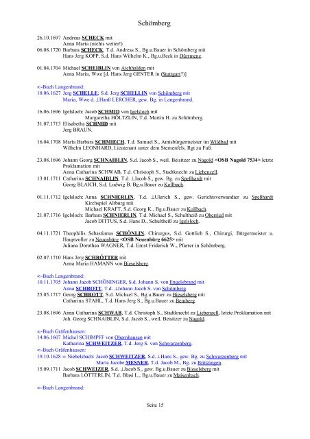 Eheschließungen in Schömberg (CW) - Familienforschung.heimat ...