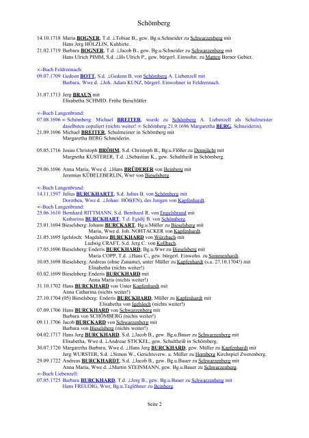 Eheschließungen in Schömberg (CW) - Familienforschung.heimat ...