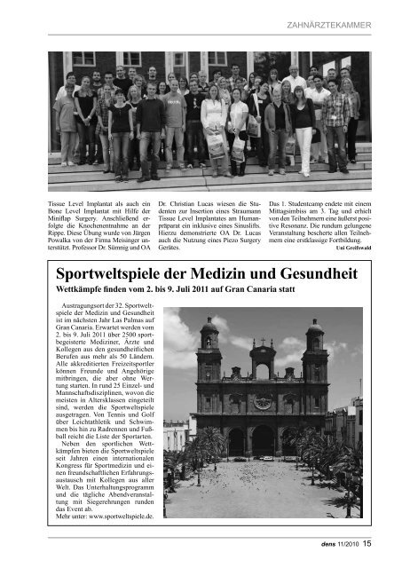 Mitteilungsblatt der Zahnärztekammer und der ... - Dens