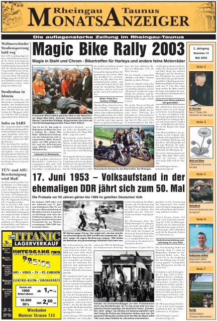 Ausgabe 14 (Mai 2003) - Rheingau-Taunus-Monatsanzeiger