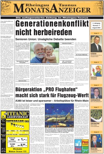 Ausgabe 17 (August 2003) - Rheingau-Taunus-Monatsanzeiger