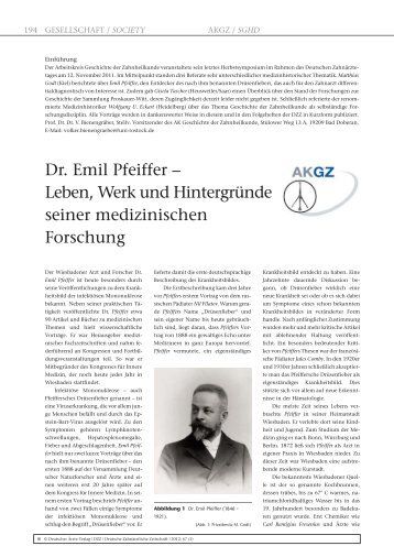 Dr. Emil Pfeiffer – Leben, Werk und Hintergründe seiner ...