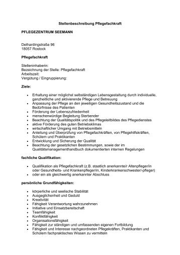 Stellenbeschreibung Hygienebeauftragte/r