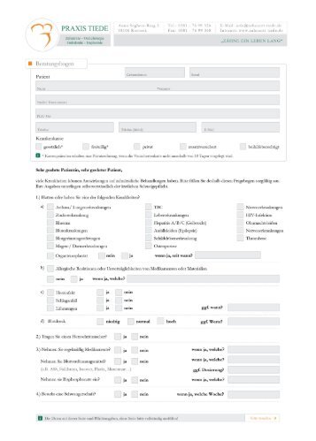 Anamnesebogen - Zahnarzt Rostock