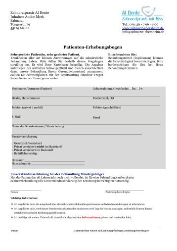 Patienten-Erhebungsbogen - Zahnarzt-ebersheim.de