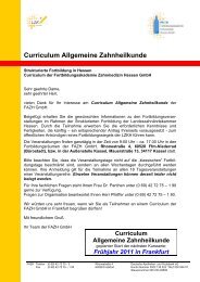 Curriculum Allgemeine Zahnheilkunde - Landeszahnärztekammer ...