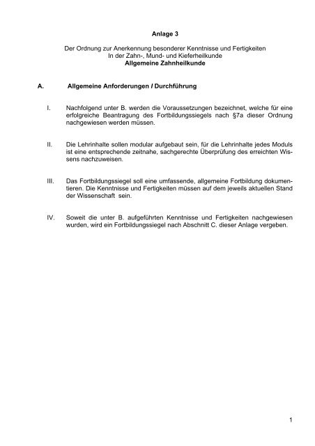 Curriculum Allgemeine Zahnheilkunde - Landeszahnärztekammer ...