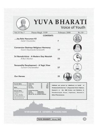 Yuva Bharati - September 2008 - Vivekananda Kendra Prakashan