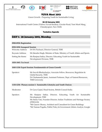 YUVA Meet 2013 DAY 1: 28 January 2013, Monday