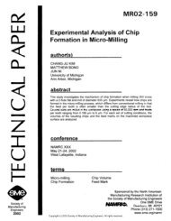 Experimental Analysis of Chip Formation in Micro-Milling - Michigan ...