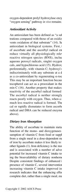 The antioxidant vitamins C and E