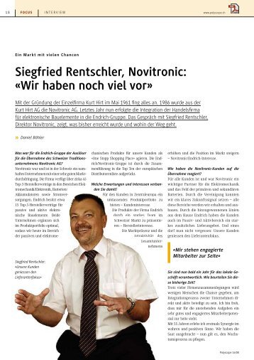 Siegfried Rentschler, Novitronic: «Wir haben noch viel vor - Polyscope