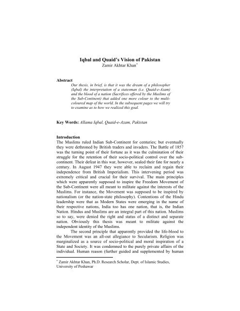 Iqbal And Quaid S Vision Of Pakistan Qurtuba University Of Science Iqbal And Quaid S Vision Of Pakistan Qurtuba University Of Science