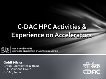 CDAC activities on many cores and - HPC Advisory Council