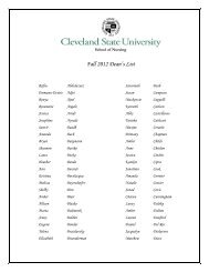 Fall 2012 Dean's List - Nursing Students