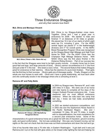 Three Endurance Shagyas - North American Shagya-Arabian Society