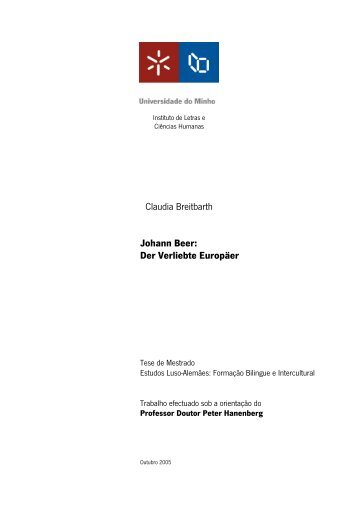 Claudia Breitbarth Johann Beer: Der Verliebte Europäer