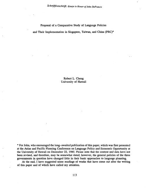 Essays on Writing and Language in Honor - Sino-Platonic Papers