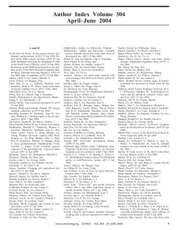 Author Index Volume 304 April–June 2004 - Science